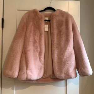 NWT GAP Pink Faux Fur Jacket New Small